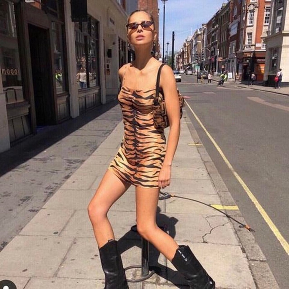 Realisation Par Silk Christie Slip Dress | Tiger Print Mini Silk Dress
